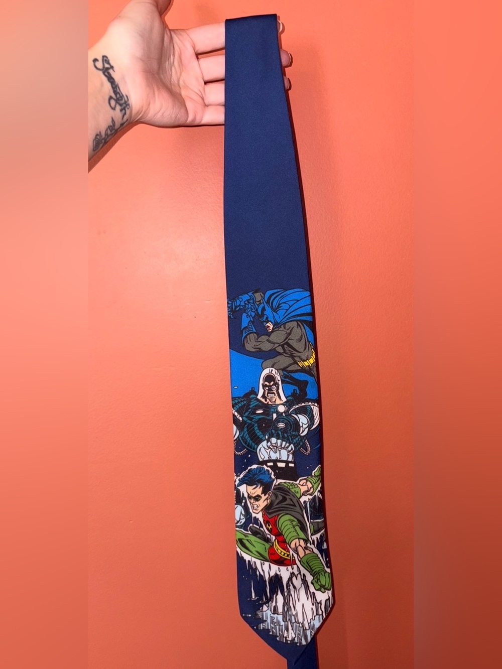 1997 Ralph Marlin Blue Comic-Print Batman & Robin Tie-Collectors
